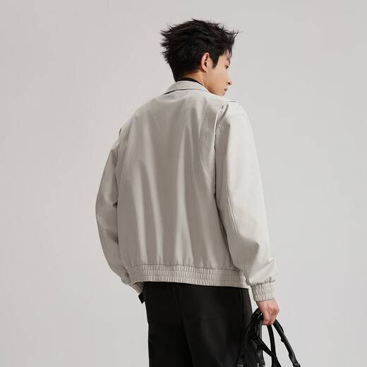 CABBEEN textured jacquard fabric jacket men's imitation tie-dye casual commuting all-match 2026 spring stand-up collar jacket apricot 15 S /165/46