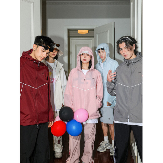 MANYSTON American sun protection jacket for men, summer couple wear, thin jacket, burgundy S