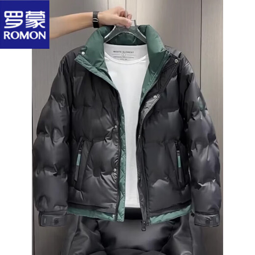 ROMON короткий пуховик мужской осенне-зимний утолщенный модный бренд красивый модный воротник-стойка повседневный белый утиный пуховик 2335 метров белый воротник-стойка стиль M рекомендуется 100-115 Jin Jin равен 0,5 кг