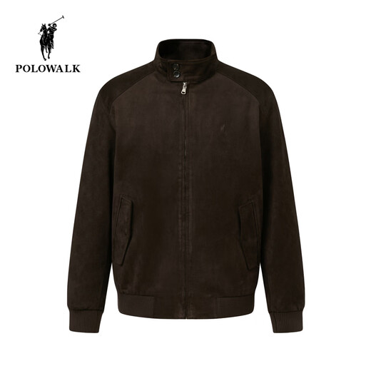 POLOWALK Men's Leather Jacket 2025 Winter New Product 90 Goose Down Retro Splicing Short Zipper Down Jacket Brown Coffee L