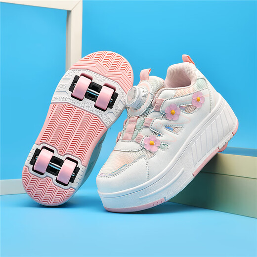 Chiyun Children's Heelys Shoes Autumn and Winter New Children's Shoes Removable Invisible Sports Skates Student Roller Shoes Pink 29