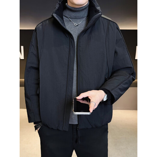KBXNG Jinba short workwear down jacket men's new winter trendy brand handsome stand-up collar jacket thickened warm and cold-resistant jacket purple 3XL