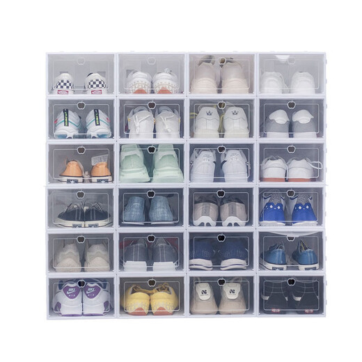 Pupan transparent shoe storage box dustproof and anti-oxidation shoe box multi-layer foldable shoe rack style shoe cabinet plastic shoe box storage black women's model buy 3 get 3 free six boxes 1x1x1cm