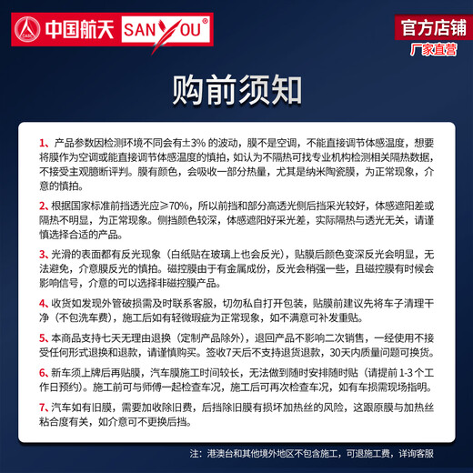 SANYOU China Aerospace Mountain consists of car film glass explosion-proof film insulation film nano ceramic solar film explosion-proof film black package only front gear