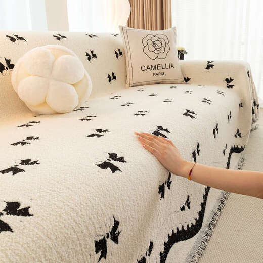 Yusenyi sofa cover cloth high-end full cover non-slip sofa cover blanket mat Dieyun+black 180x420
