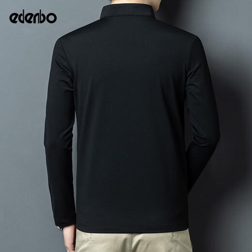 Edenbo half-zip stand-collar sweatshirt men's autumn and winter four-way elastic top black 175/92A (XL)