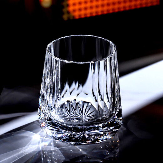 The shopkeeper's high-end Edo Kiriko K9 crystal handmade faceted lead-free whiskey glass for home light luxury wine glass gift box K9 crystal eternity + cherry blossom pink gift box