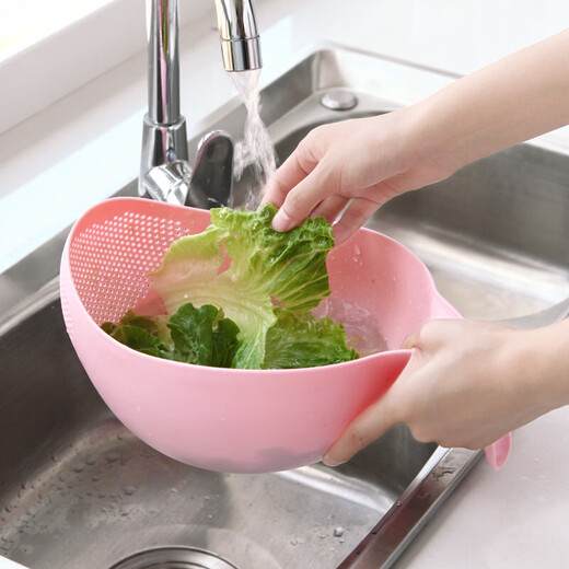 Shantou Lin Village Drainage Basin Kitchen Rice Drainage Basket Multifunctional Rice Washer Plastic Fruit and Vegetable Washing Basin Rice Washing Sieve Household Large Green
