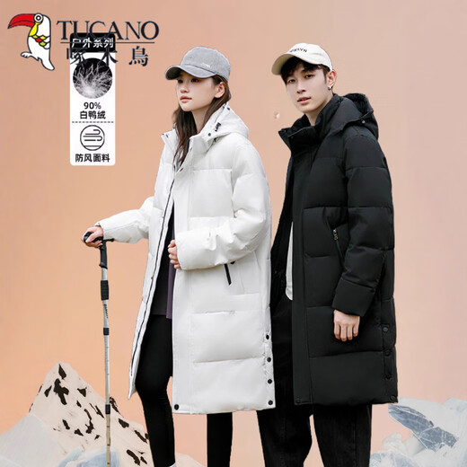 Woodpecker (TUCANO) Extreme Cold Down Jacket for Men and Women Same Style Long Over Knee Thickened 2026 Winter Warm Real Fur Collar Couple Couple Y208 Black Real Fur Collar S 80-100Jin Jin is equal to 0.5 kg