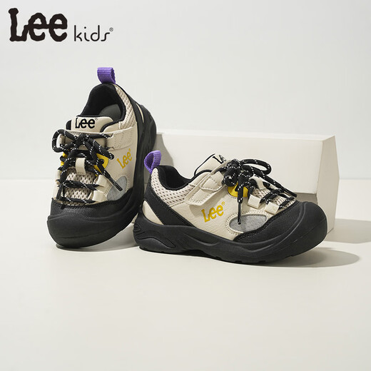 LEE KIDS children's sports shoes, men's and women's running shoes, 26 spring new running shoes, non-slip wear-resistant running shoes, casual shoes, black rice 30, inner length 19.5cm, suitable for feet 18.5-19.0cm long