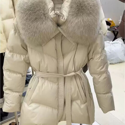 Hengyuanxiang big fur collar white duck down jacket for women winter 2026 new style huge good-looking little ones thickening slimming age reduction off-white M recommended 105-120Jin Jin is equal to 0.5 kg