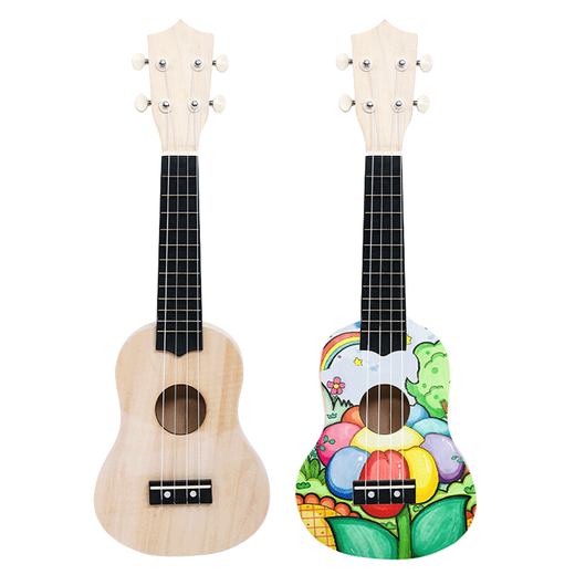 晗畅组装小吉他尤克里里diy手工制作自制材料包彩绘手绘画木质涂鸦 21英寸圆+全套颜料+背包+背带 21英寸
