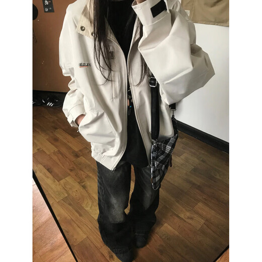 Xiaohongshu popular jacket women's spring and autumn 2026 new style versatile loose design niche men's and women's trendy brand work apricot S
