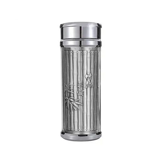 Lao Fengxiang's pure silver embossed Baifu Bamboo, a message of peace and prosperity, instant success, a great journey, a birthday gift for leaders and dad, pure silver embossed Baifu H Cup, about 50g
