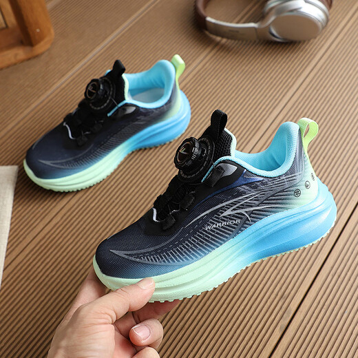 Pull back children's sports shoes for boys and girls comfortable and lightweight running shoes knob buckle sports shoes WZ-C376T black 37