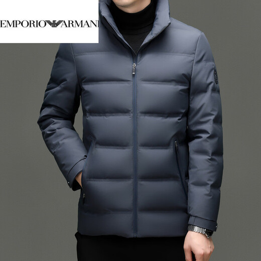 EMPORIO ARMANI Armani Men's Stand Collar Down Jacket Winter Trend Versatile Middle-aged Fashion Simple Warm Jacket 90 White Duck Down Mist Blue XL 180