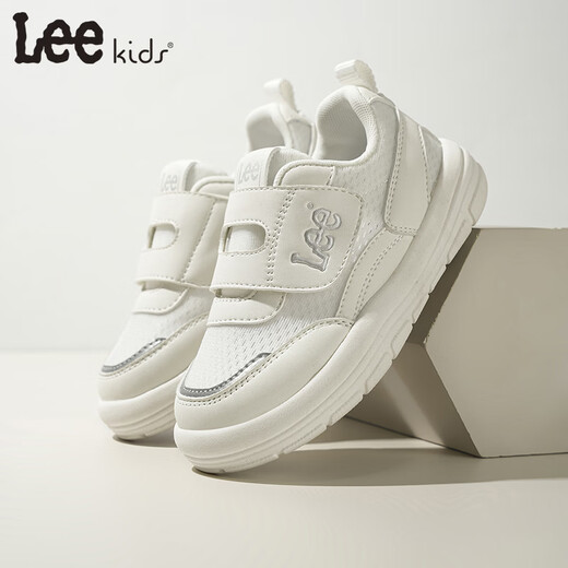 LEE KIDS children's shoes spring new children's dad shoes versatile mesh soft bottom running shoes for men and women white 26