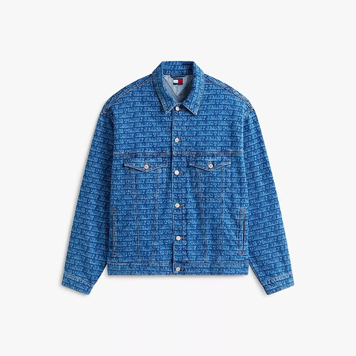 Tommy Hilfiger Tommy men's all-over logo denim jacket blue loose retro trendy jacket 26 spring new style XS