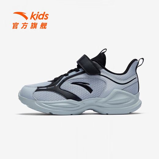 Anta Children's Linfeng Running Shoes for Boys and Girls 26 Spring New Densified Mesh Velcro Lightweight and Breathable Student Boys Cloud Gray/Black-2 31