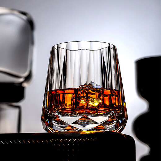 The shopkeeper's high-end Edo Kiriko K9 crystal handmade faceted lead-free whiskey glass for home light luxury wine glass gift box K9 crystal eternity + cherry blossom pink gift box