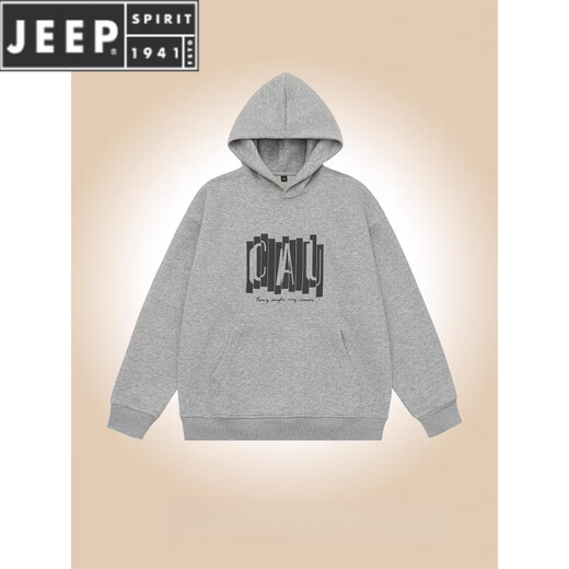 JEEP SPIRIT autumn and winter new letter printed American style versatile couple hooded sweatshirt boys casual autumn loose hoodie jacket red 2XL