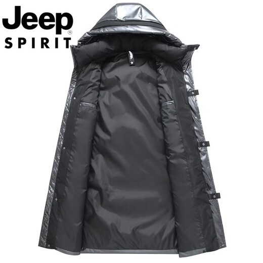 JEEP Мужской пуховик средней длины Jeep International Brand, глянцевая, не требующая стирки, водонепроницаемая зимняя свободная толстая пара, куртка серебристого цвета S (рекомендуемый вес 80-95Jin Jin равен 0,5 кг)