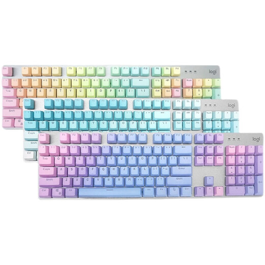 罗技（Logitech）罗技K845 有线机械键盘 游戏办公 彩色个性 蓝色妖姬背光青轴数字 粉白双拼 abs材质 红轴