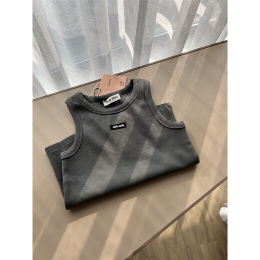 2025 new summer style fashionable and versatile slim micro-labeled ribbed jersey sleeveless vest Green S