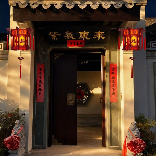 Xushansi New Year's hexagonal palace lantern balcony red lantern chandelier Chinese style antique building door head hanging wooden door lantern rotating wooden palace lantern 40# 08 style one pair