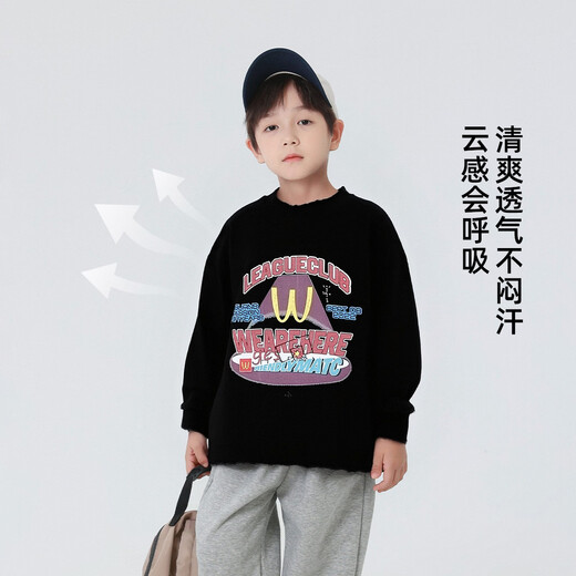 Yoyo Fairy Tale Spring and Autumn Children's Long Sleeve T-shirt 2026 Spring Boys' Bottoming Shirt Fashion Printed Top Medium Large Cotton Trendy Black 110