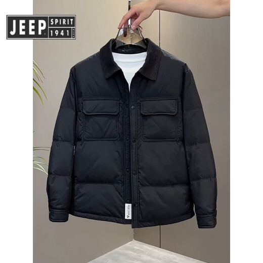 JEEP SPIRIT Jeep Old Money Style Легкий пуховик с лацканами, мужская свободная повседневная теплая куртка в корейском стиле, зима 2025, новый стиль, серый M Рекомендуется 100-120Jin Jin равен 0,5 кг