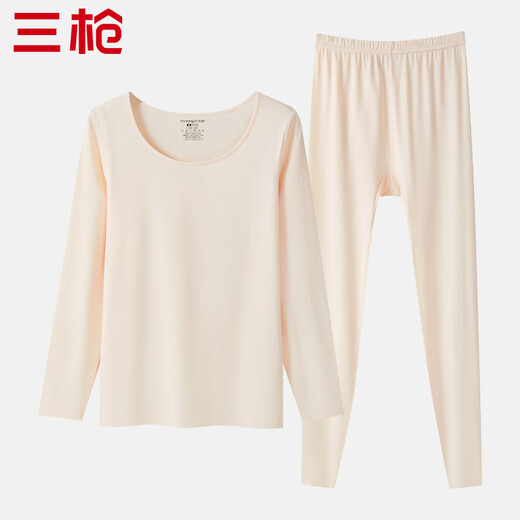 Tres armas (tres agolir) [Xinjiang Cotton] ropa de otoño y pantalones set de hombres y mujeres puro algodón delgada 3a antibacteriano antibacteriano y base antiestática y cálida interna [modelo de cooperación espacial] Color de concubina Mujeres l L