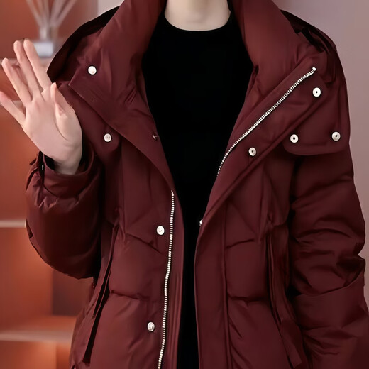 Suzhu women's winter new New Year red jacket fashionable 90 white duck down slim hooded thickened warm down jacket red M