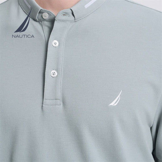 诺帝卡（NAUTICA）【单件直降】男装夏季款舒适休闲亨利领短袖POLO衫男KO3111 灰色0BB（231） M