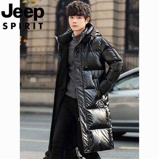 JEEP Мужской пуховик средней длины Jeep International Brand, глянцевая, не требующая стирки, водонепроницаемая зимняя свободная толстая пара, куртка серебристого цвета S (рекомендуемый вес 80-95Jin Jin равен 0,5 кг)