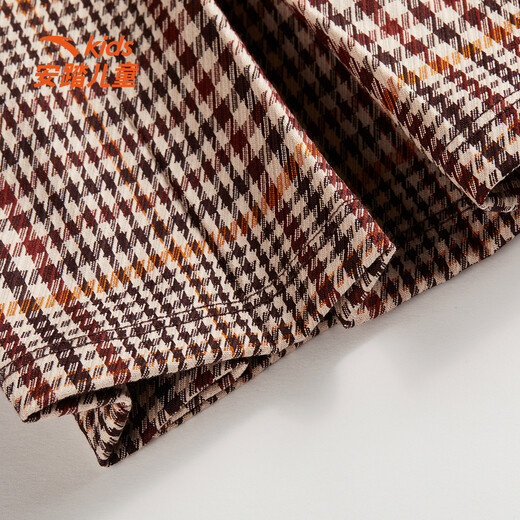 ANTA children's clothing children's skirt for girls and older children spring new trendy plaid pleated skirt woven skirt glazed brown-3 130