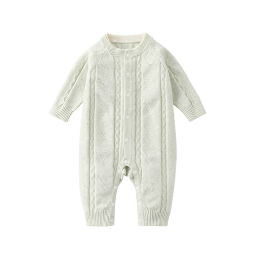 BORBOON B baby clothes jumpsuit spring and autumn small month old newborn boy sweater outing clothes infant and toddler romper for women light green 59cm