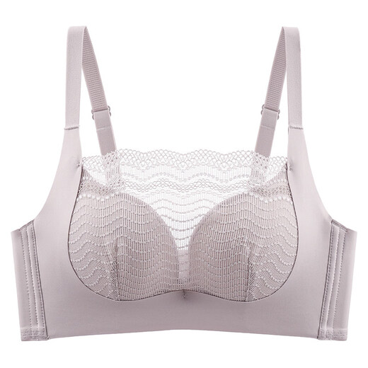 Tingmei (GRACEWELL) tube top bra for women, anti-exposure lace cover, small chest push-up, no rim bra, chest-wrapped mid-thick bra, lilac purple, one size fits all, 34/75AB, recommended 90-110 Jin Jin is equal to 0.5 kg