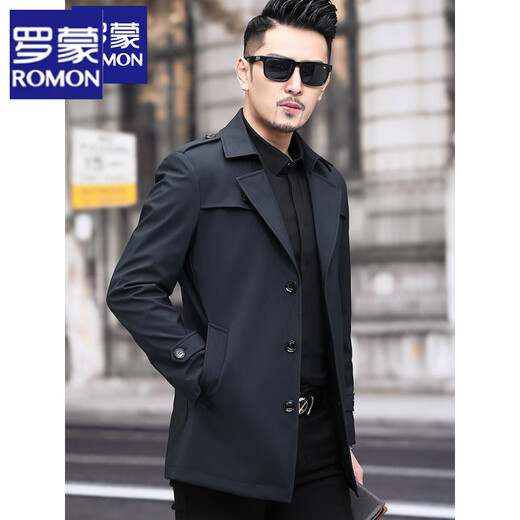 Luo Meng high-end men's windbreaker spring and autumn casual jacket slim short business versatile men's fashion versatile top dark green M 170 recommended 100-125 Jin Jin equals 0.5 kg