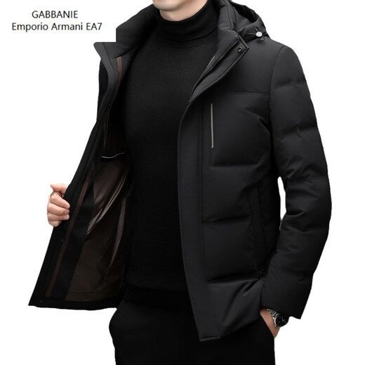 Emporio Armani EA7 Armani 2026 winter new style middle-aged men's down jacket business casual hooded white duck down jacket for men daddy navy blue M 170
