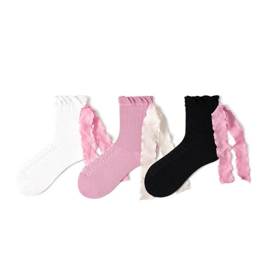 Pami PRIMEET/Pami bow socks women's summer thin mid-calf socks mint mambo miu series boneless pile socks D set-pack 3 pairs one size fits all (suitable for sizes 36-39)