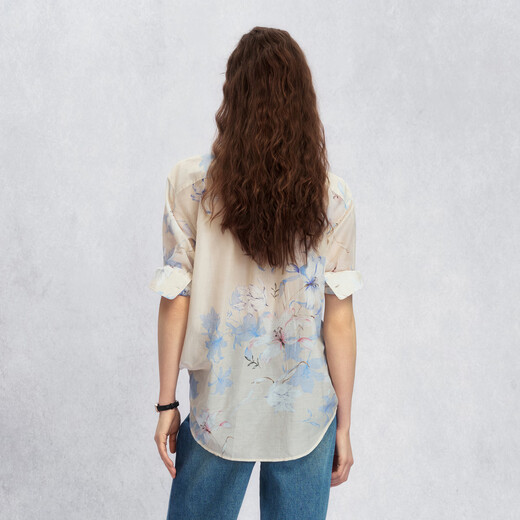 GANT/GANT spring and summer new women's classic commuter fashion printed long-sleeved shirt 107-off-white S