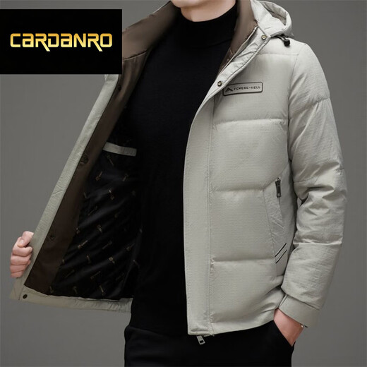 CARDANRO奢侈品牌高端中长款羽绒服男士冬季中老年加厚爸爸老人冬装外套 黑色 L 175