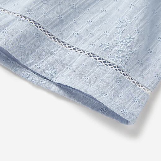 YEEHOO shopping mall same style children's T-shirt girls long-sleeved top spring and summer new versatile fake two-piece round neck top blue and white 80 cm