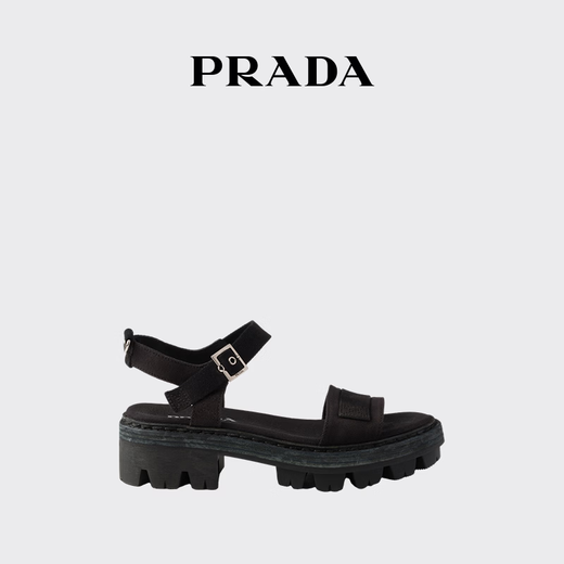 PRADA/Prada gift women's canvas sandals shoes black 37.5
