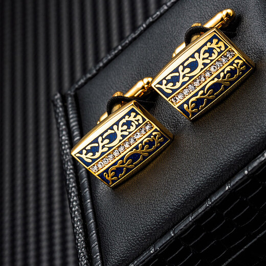 KFLK Original - French Cufflinks Men's Light Luxury Customized Shirt Cuff Buttons Sleeve Nails Engraving Cufflinks Gold Dark Blue