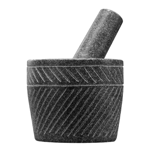 Pupan handmade natural stone stone mortar grinder, household large garlic press, medicine jar, carved garlic press, diameter 25 cm, hand-carved with wooden hammer