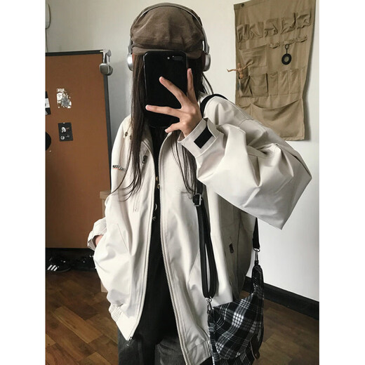 Xiaohongshu popular jacket women's spring and autumn 2026 new style versatile loose design niche men's and women's trendy brand work apricot S