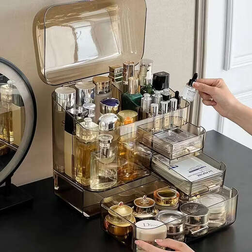 Yusenyi large-capacity product storage box dressing table dust-proof skin care product storage rack transparent color extra large storage box + SF1225