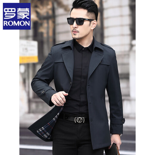 Luo Meng high-end men's windbreaker spring and autumn casual jacket slim short business versatile men's fashion versatile top dark green M 170 recommended 100-125 Jin Jin equals 0.5 kg